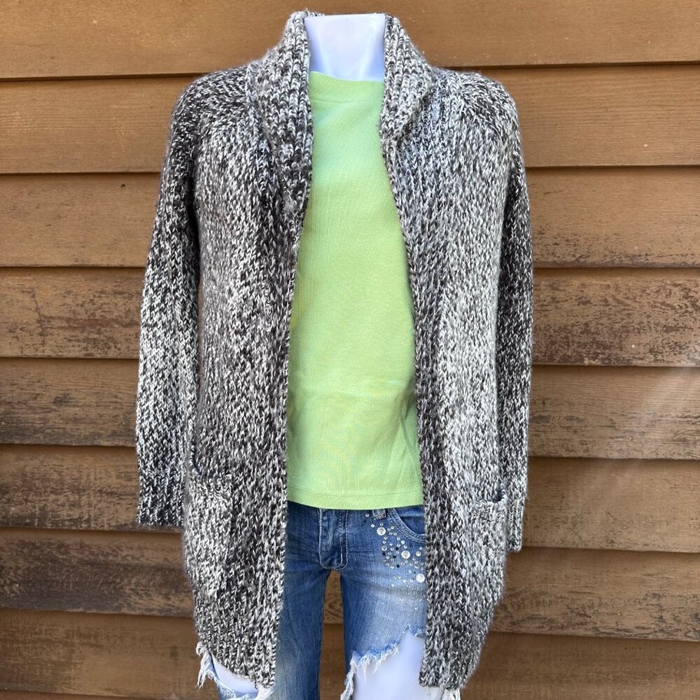Cynthia Rowley Womens Open-Front Knit Cardigan Sweater S Brown/White Ombré Acryl
